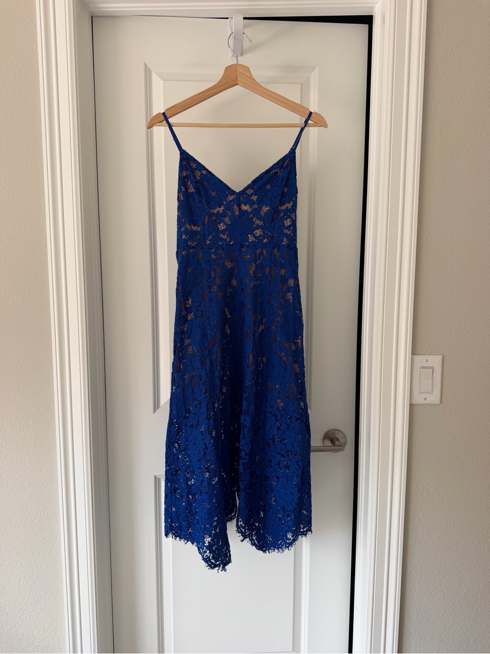 Lulu's Royal Blue Lace Midi Dress with Spaghetti Straps - Picture 5 of 8